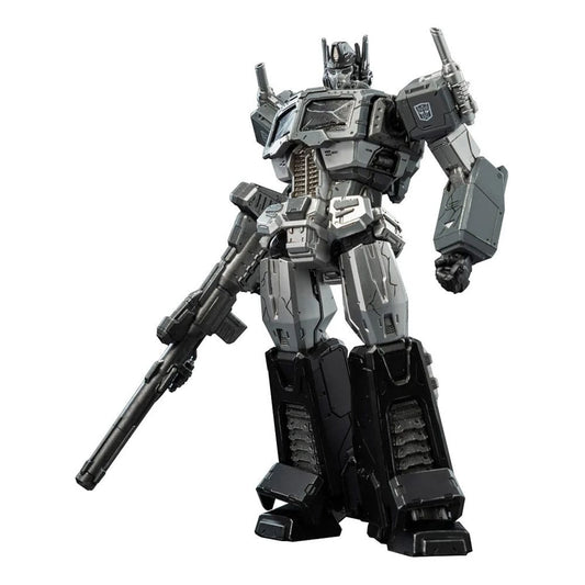 Figurine Transformers MDLX Optimus Prime en mode veille, 18 cm, de la marque Threezero, montrant les détails du robot.
