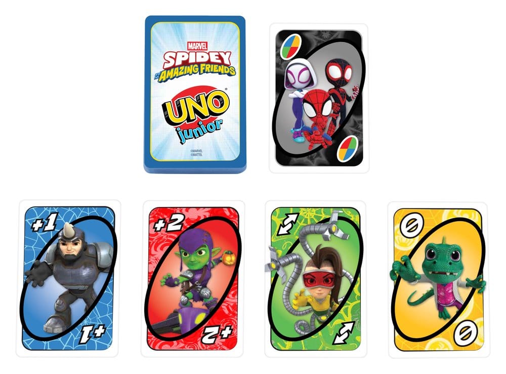 Jeu de cartes UNO Junior Mattel Spidey et ses amis extraordinaires, cartes colorées pour enfants