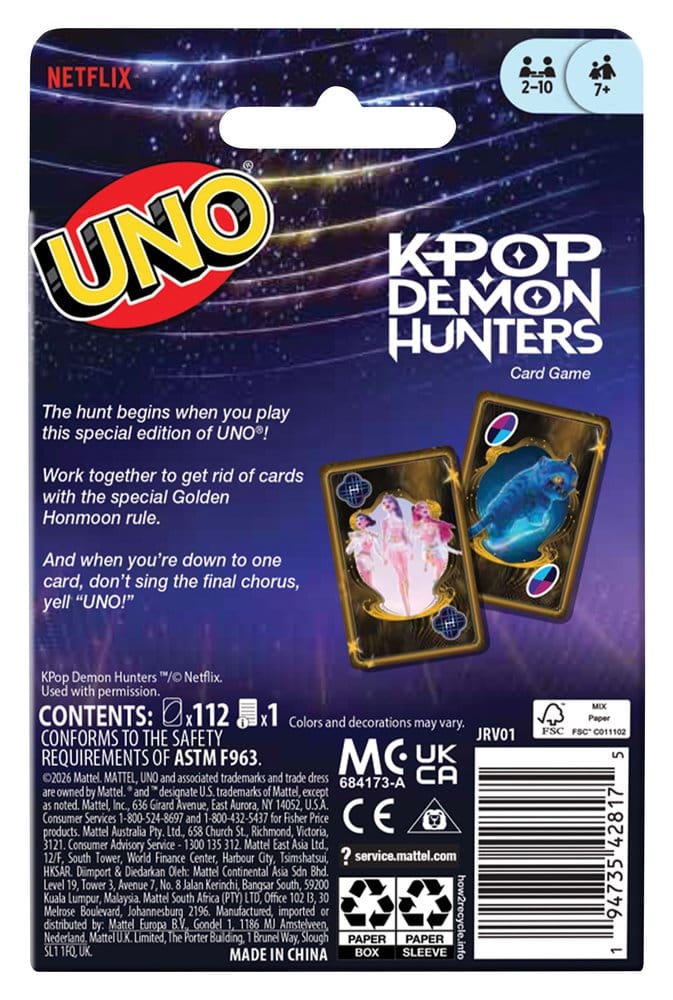 KPop Demon Hunters – UNO – Jeu de cartes