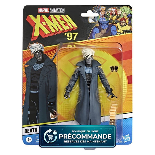 Figurine Death Gambit Marvel Legends X-Men ’97 de 15 cm de Hasbro, vue de face avec détails du personnage.