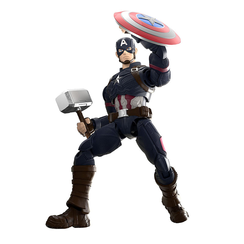 Figurine modèle Blokees Captain America, héros Marvel, en kit de construction avec détails colorés et pose dynamique