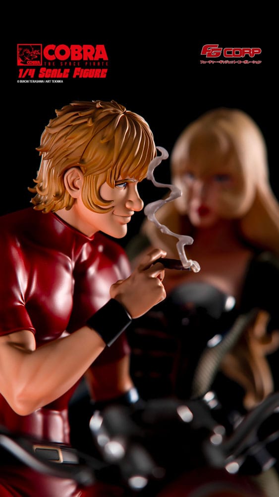 Statuette Space Pirate Cobra et Jane en combinaison spatiale, 47 cm, figurine de collection Futre Gadget Corporation.