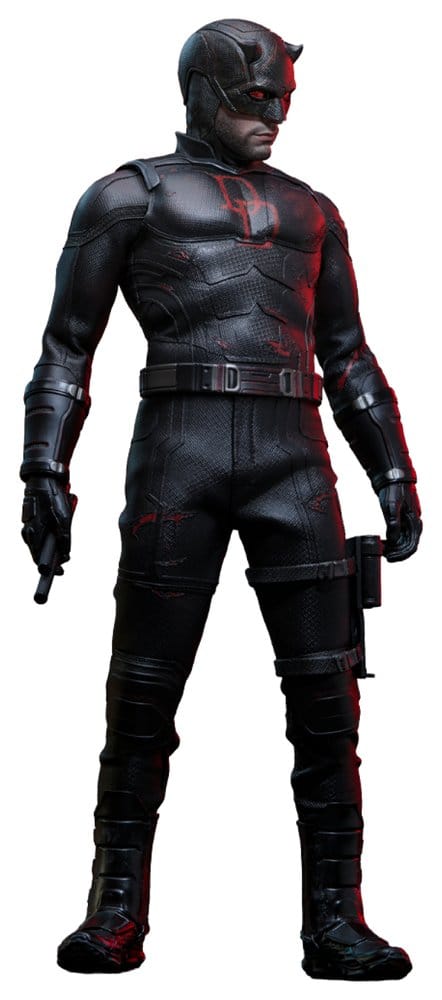 Figurine Daredevil 1/6 de Hot Toys, taille 30 cm, de la collection Born Again, montrant le héros en costume rouge et noir.