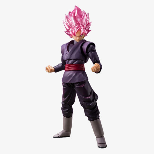 Figurine articulée Goku Black Super Saiyan Rosé Bandai Tamashii Nations, 14cm, pose dynamique, détails précis, collection Dragon Ball Super.