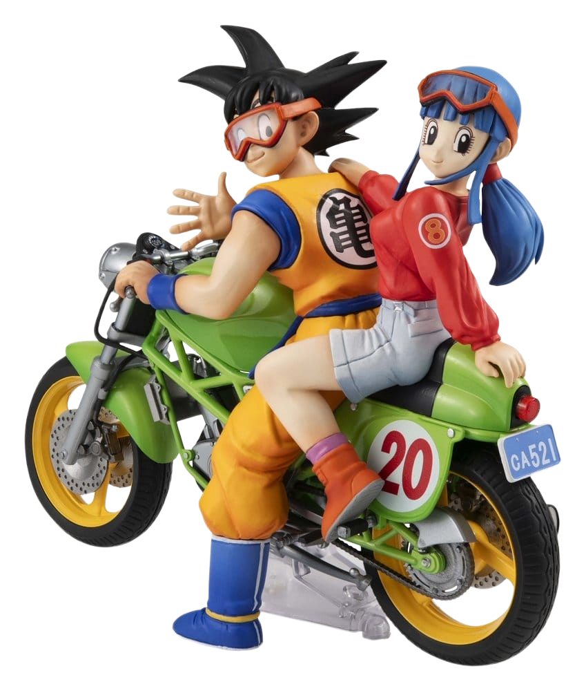 Figurine Dragon Ball Z Son Goku et Chichi, édition Real McCoy de Megahouse, 15 cm, détails colorés et pose dynamique.