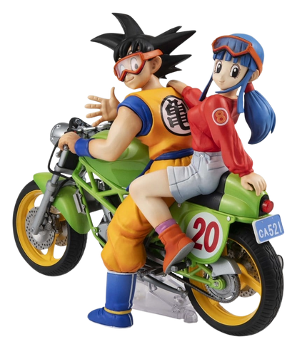 Figurine Dragon Ball Z Son Goku et Chichi, édition Real McCoy de Megahouse, 15 cm, détails colorés et pose dynamique.