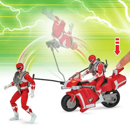 Power Rangers - Véhicule Tyranosaure avec fonction et Figurine 15 cm Rouge