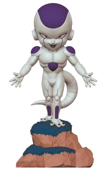 Figurine de la tirelire Freezer de Dragon Ball Z par Plastoy, représentant le personnage en détail.