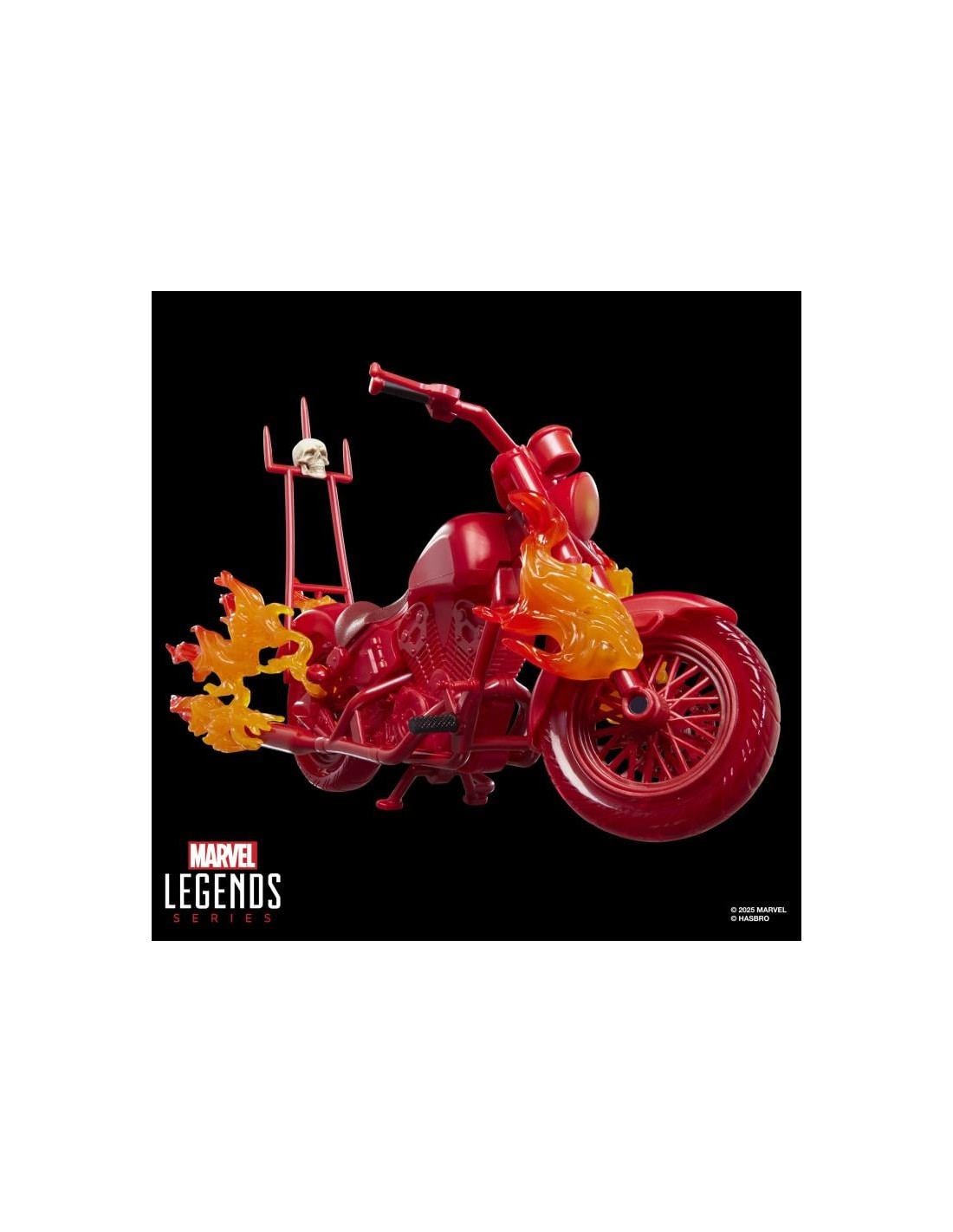 Figurine Ghost Rider Marvel Legends de 15cm avec moto, personnage Johnny Blaze, marque Hasbro, détails réalistes.