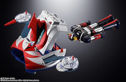 Figurine Bandai Tamashii Nation Grendizer et Ufo Spazer Popy Chogokin Deluxe en métal doré, détails précis, pose dynamique