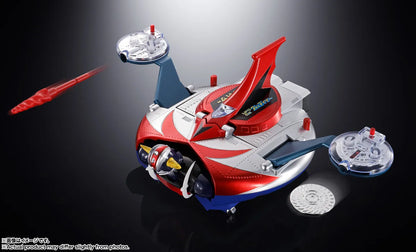 Figurine Bandai Tamashii Nation Grendizer et Ufo Spazer Popy Chogokin Deluxe Set, reissue, avec détails en métal doré.