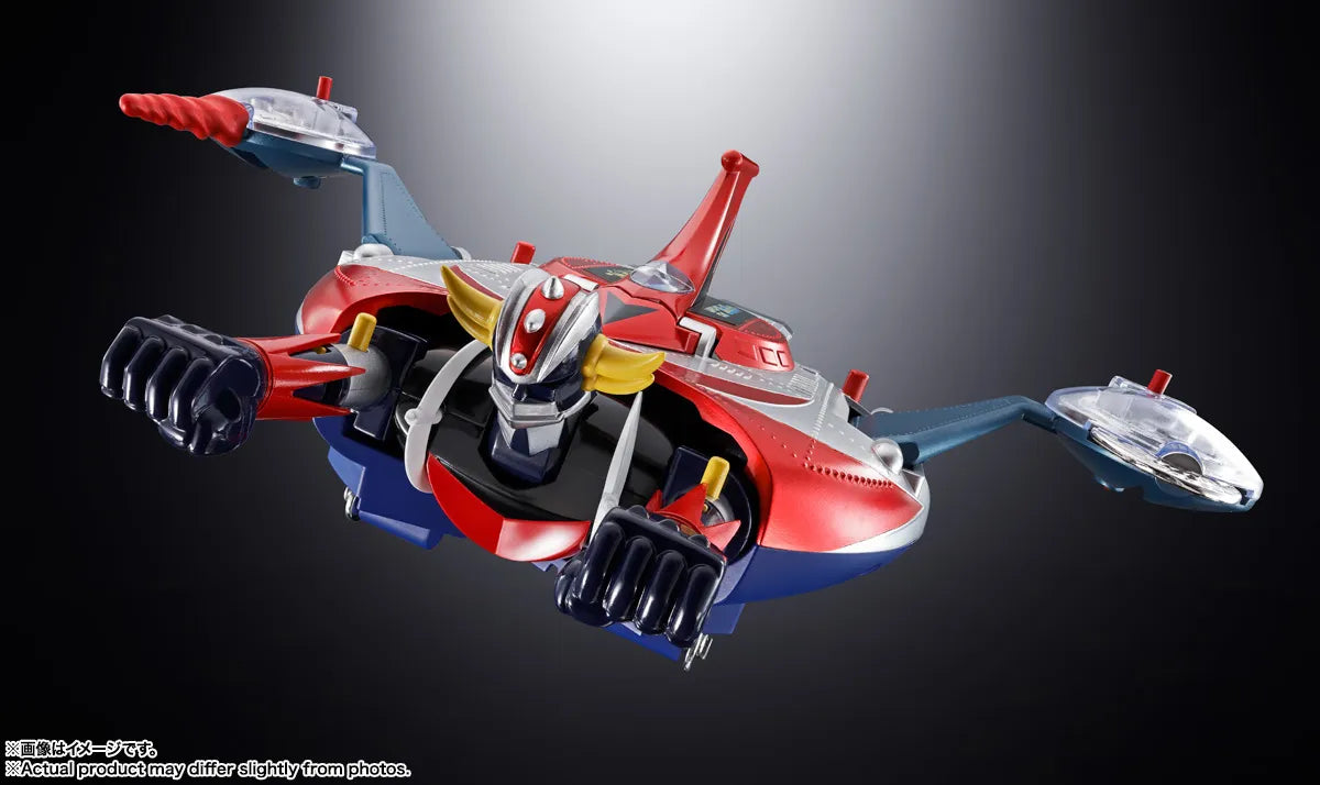 Figurine Goldorak et Ufo Spazer Popy Chogokin Deluxe Set de Bandai Tamashii Nation, détails en métal doré et finition de haute qualité.
