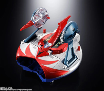 Figurine Goldorak et Ufo Spazer Popy Chogokin Deluxe Set Reissue de Bandai Tamashii Nation, détail précis et finition dorée