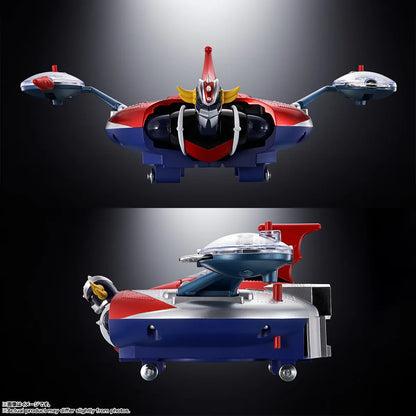 Figurine Bandai Tamashii Nation Grendizer et Ufo Spazer Popy Chogokin Deluxe, détails dorés et pose dynamique.