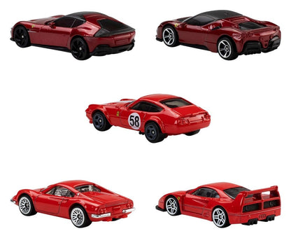 Hot Wheels – Pack de 5 véhicules Ferrari Die-Cast 1/64