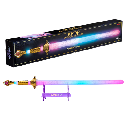 Épée électronique de cosplay KPop Demon Hunters Rumi Sain-Geom de la marque Hasbro avec lumière, détaillée et colorée.