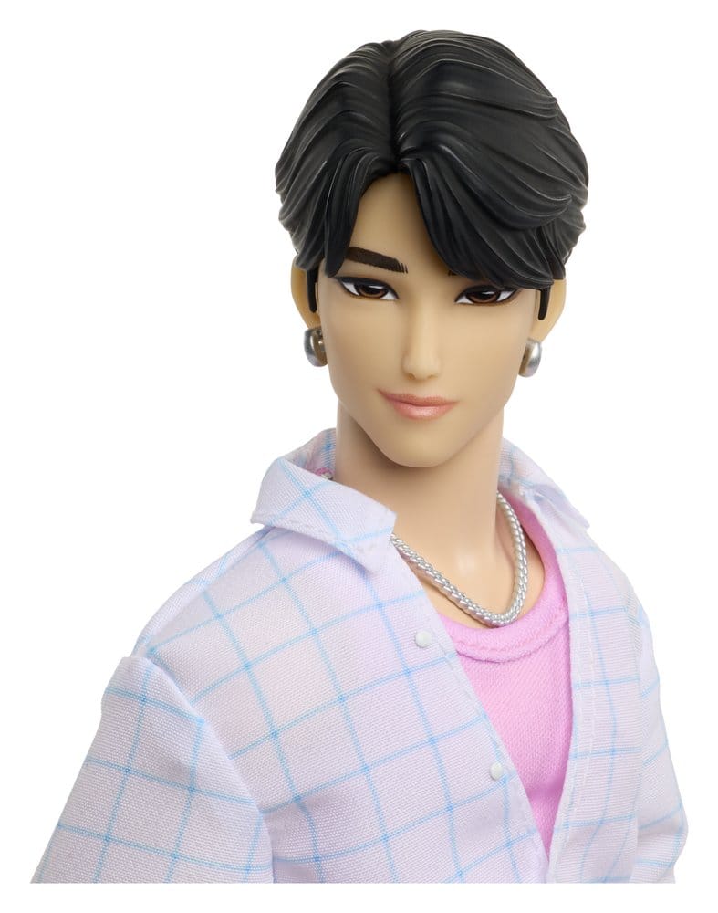 Poupée KPop Demon Hunters Saja Boys Jinu « Soda Pop » de 30 cm, marque Mattel, avec détails colorés et costume tendance.