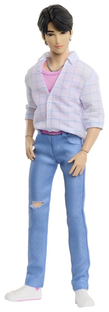 Poupée KPop Demon Hunters Saja Boys Jinu « Soda Pop » de 30 cm de la marque Mattel, affichant un style coloré et moderne.