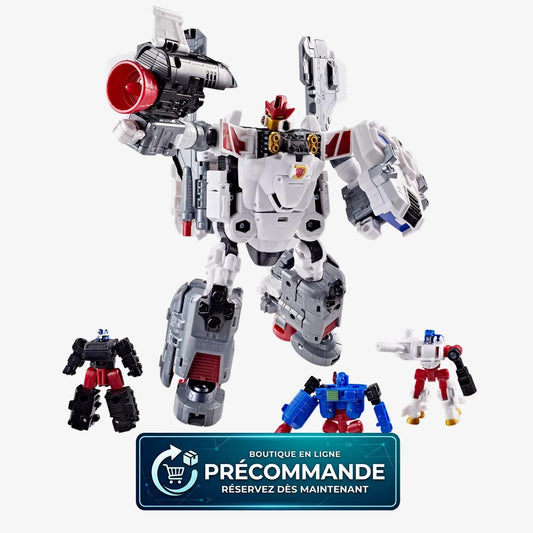 Figurine Transformers Age of the Primes Armada Jetfire de Hasbro, mode véhicule et masque, détail précis et dynamique.