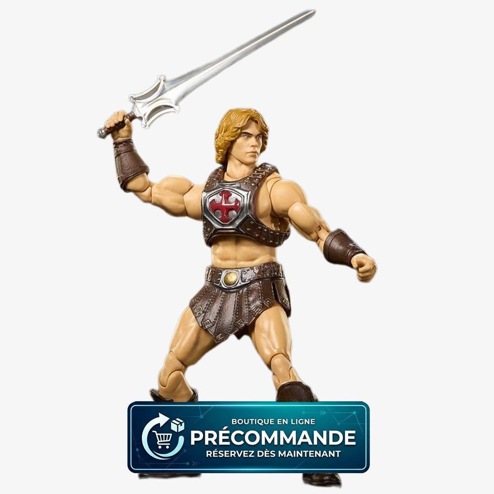 figurine He-Man (Musclor) Masters of the Universe Movie Chronicles de Mattel, vue détaillée de la figurine avec masque et accessoires