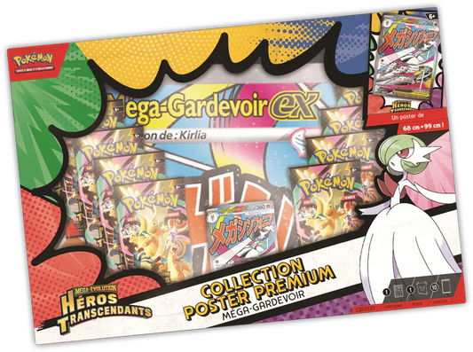 Cartes Pokémon Mega-Gardevoir du coffret ME2.5 Méga-Évolution, collection Héros Transcendants, de la marque Asmodée.