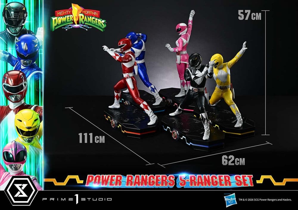Mighty Morphin Power Rangers Premium Masterline Set de 5 statuettes 1/4 Deluxe Bonus Version 62 cm