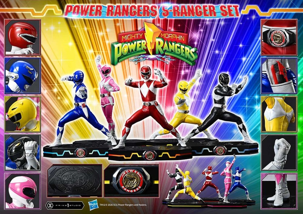 Mighty Morphin Power Rangers Premium Masterline Set de 5 statuettes 1/4 Deluxe Bonus Version 62 cm