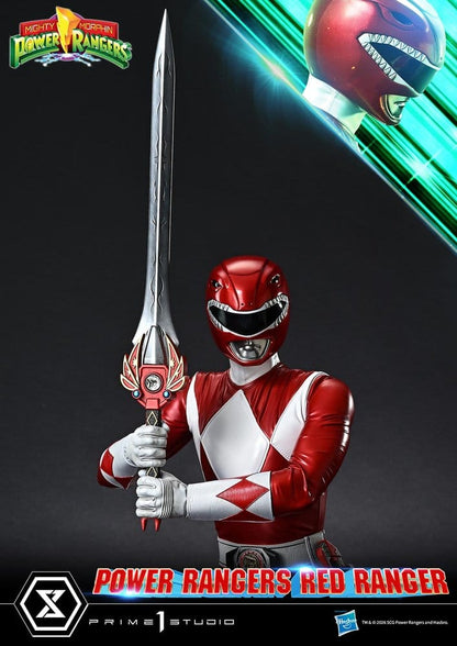 Statuette du Red Ranger Mighty Morphin Power Rangers de Prime 1 Studio, hauteur 62 cm, figurine de collection détaillée.