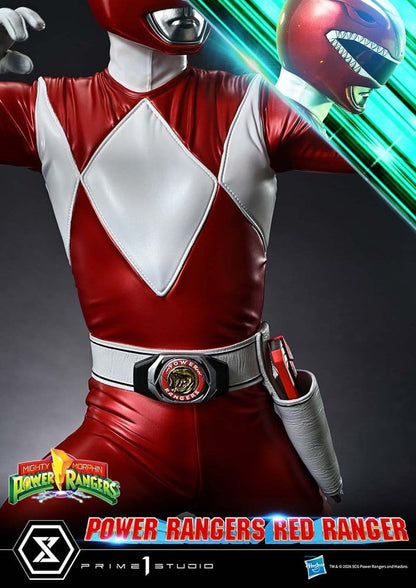 Statuette Prime 1 Studio Power Rangers Rouge, figurine 1/4, 62 cm, personnage Red Ranger avec costume rouge et accessoires détaillés