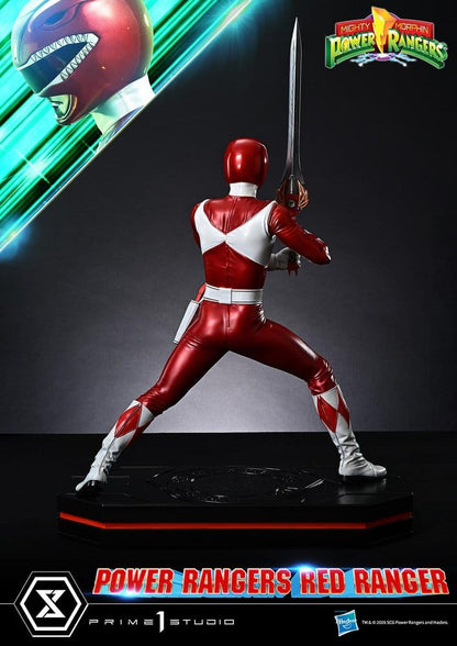 Statuette du Red Ranger Mighty Morphin Power Rangers en pose dynamique, 62 cm, en édition premium par Prime 1 Studio.