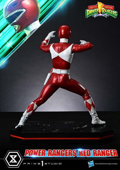 Statuette du Red Ranger des Power Rangers, Prime 1 Studio, 62 cm, figurine de collection en pose dynamique.