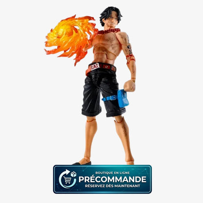 Figurine Portgas D. Ace de One Piece, S.H. Figuarts, 15cm, posant avec détails précis, marque Bandai Tamashii Nations.