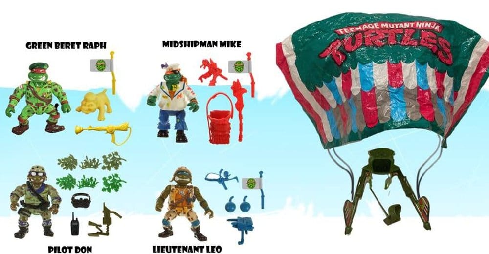 Tortues Ninja Classic figurines pack de 4 Sewer Heroes avec Parachute - Toys Legacy Collection