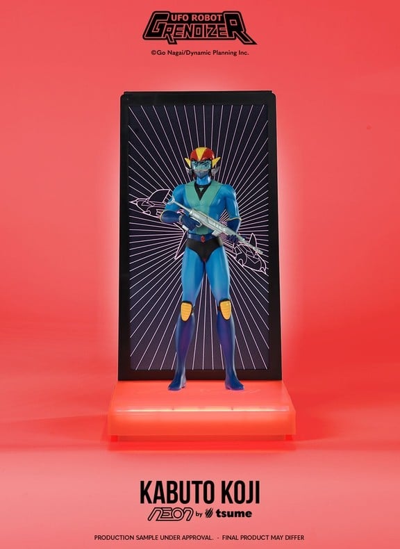 Figurine Neon GOLDORAK - Alcor par Tsume, 25 cm, représentant la figure détaillée avec lumière colorée sur fond neutre.