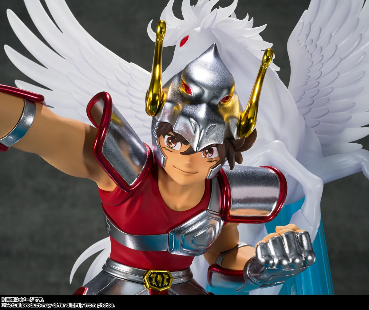 Figurine Seiya de Pégase First Bronze Cloth par Bandai Tamashii Nations, Figuarts ZERO en métal brillant, pose dynamique, détails précis.