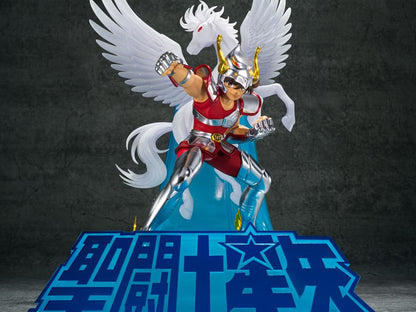Figurine Seiya de Pégase en bronze de Bandai Tamashii Nations, Figuarts ZERO avec finition métallique, détail précis en pose dynamique