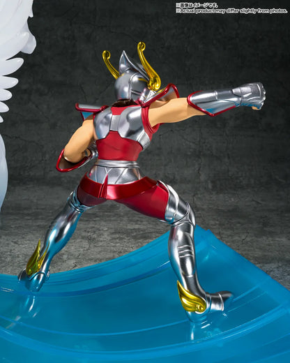 Figurine Seiya de Pégase en Bronze Cloth, Figuarts ZERO, avec finition métallique, de Bandai Tamashii Nations, montrant Seiya en armure.