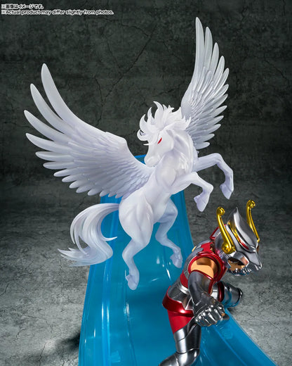 Figurine Seiya de Pégase First Bronze Cloth, Figuarts ZERO, Bandai Tamashii Nations, détail métallique et pose héroïque.