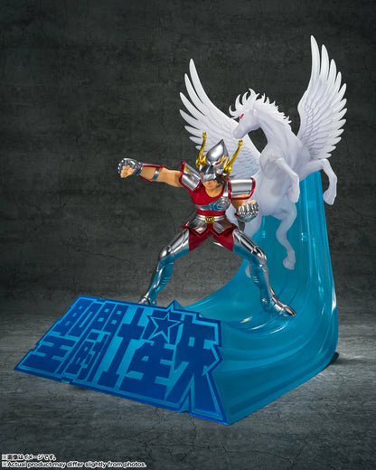 Figurine Seiya de Pégase en bronze de Bandai Tamashii Nations, Figuarts ZERO avec finition métallique brillante, pose héroïque.