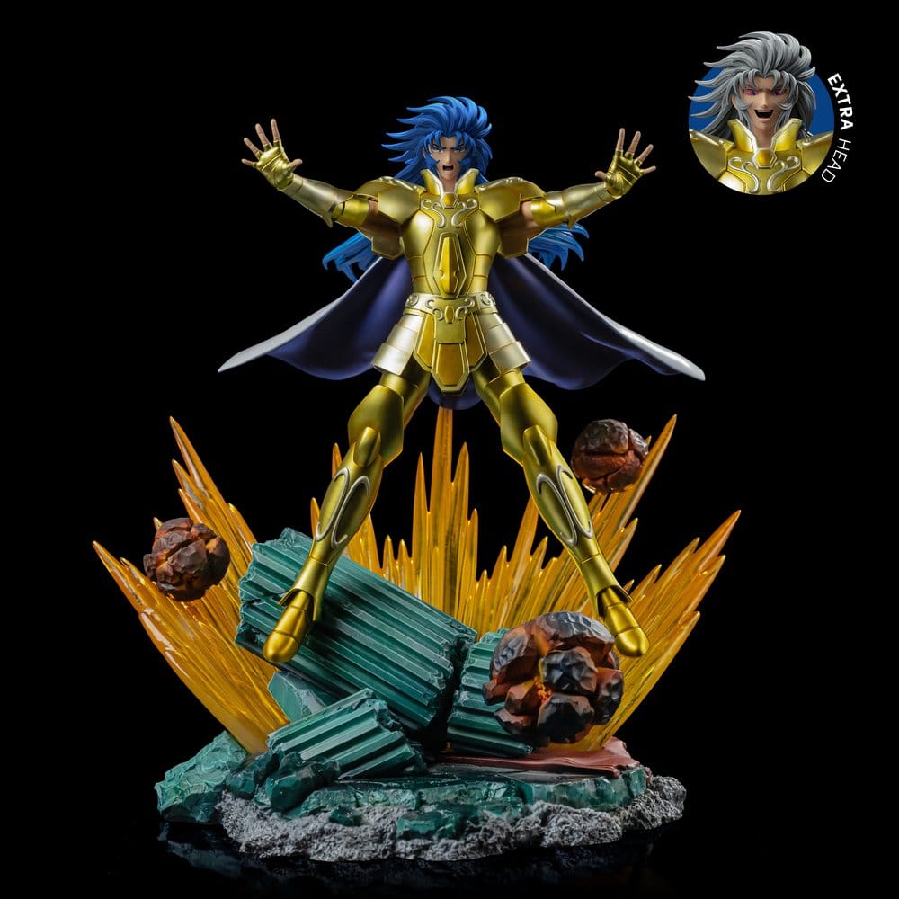 Statuette Saga des Gémeaux 1/10 Art Scale d'Iron Studios, représentant deux personnages en figurine détaillée de 26 cm.