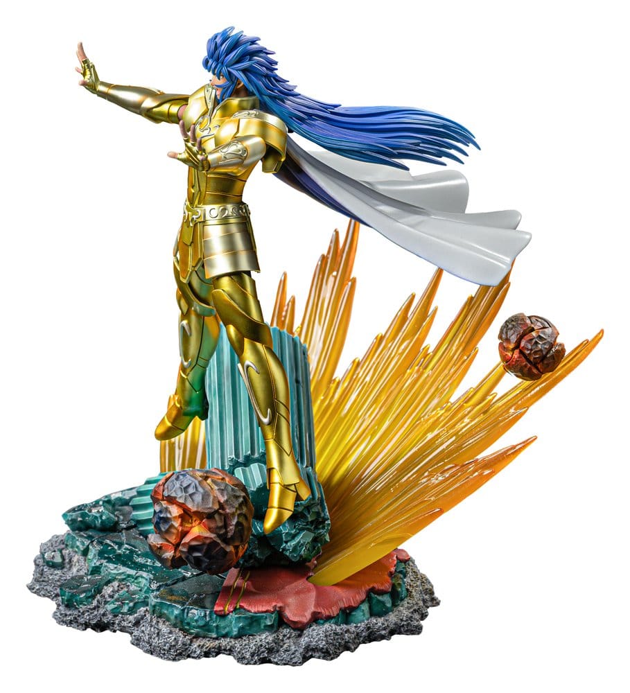 Statuette Saga des Gémeaux 1/10 Art Scale d'Iron Studios, représentant un héros mythologique avec détails colorés et posture dynamique.