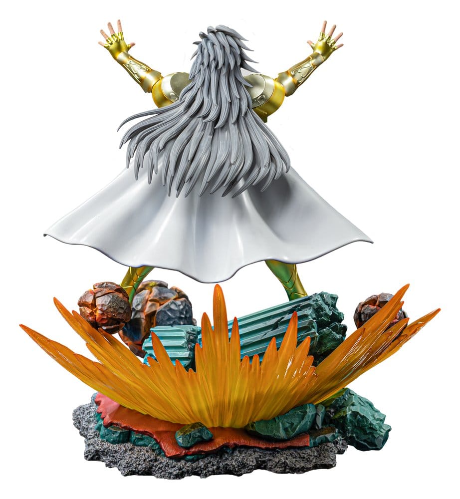 Statuette Saga des Gémeaux 1/10 Art Scale d'Iron Studios, représentant un personnage en pose dynamique, hauteur 26 cm