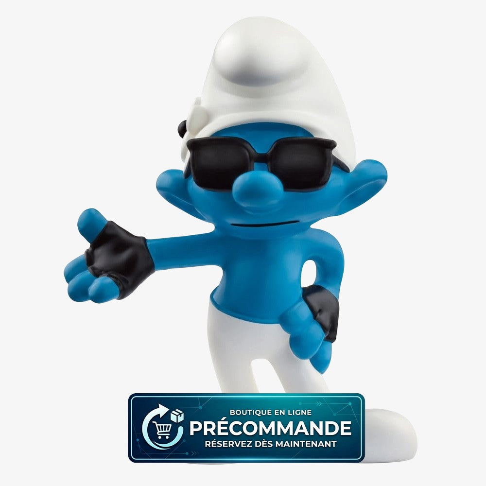 Mini-figurine Schtroumpf Vaniteux, personnage des Schtroumpfs, de 5 cm, fabriquée par Schleich, en plastique coloré.