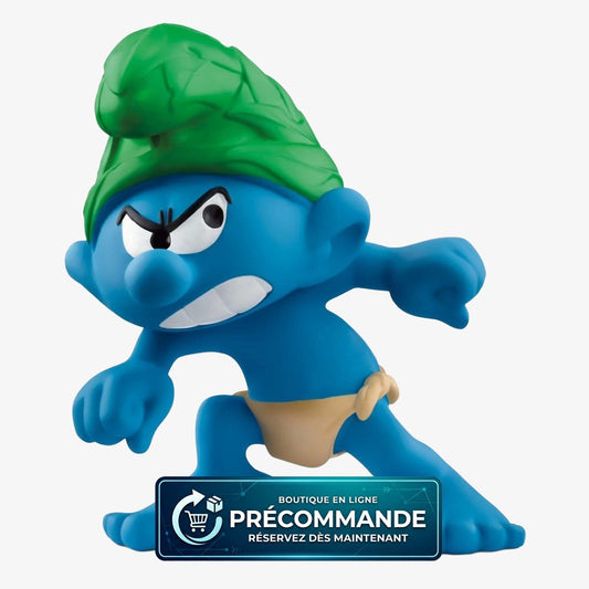 Mini-figurine Schtroumpf Sauvage de 5 cm de la marque Schleich, représentant un personnage des Schtroumpfs avec détails colorés