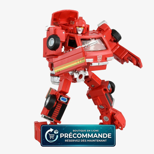 Figurine Ironhide Transformers Missing Link C14 de 13,5 cm de la marque Hasbro, montrant la figure en mode robot et véhicule