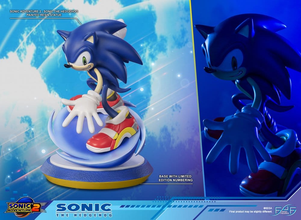 Statuette Sonic le Hérisson de First 4 Figures, édition standard, hauteur 21 cm, figurine détaillée de Sonic.