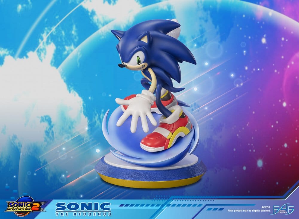 Statuette Sonic le Hérisson de First 4 Figures, édition standard, hauteur de 21 cm, figurine détaillée de Sonic.