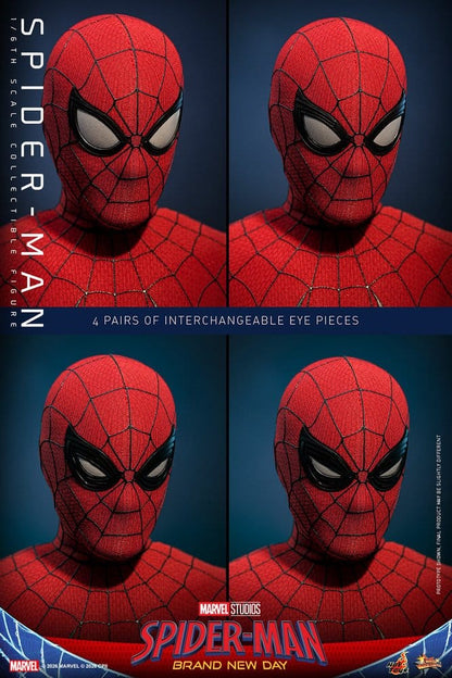 figurine Spider-Man de Marvel, Hot Toys, 29 cm, figurine 1/6, personnage de Spider-Man dans une pose dynamique