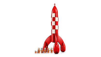 Briques de construction LEGO Icons La Fusée Lunaire de Tintin, modèle détaillé inspiré de l'œuvre d'Hergé, pour collectionneur et passionné.