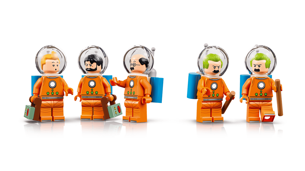 Briques de construction LEGO Icons La Fusée Lunaire de Tintin, modèle détaillé inspiré de l'œuvre d'Hergé, pour collection et jeu.